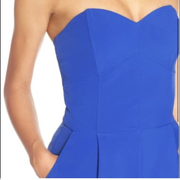 Adelyn Rae Cobolt Blue Jumpsuit Nordstrom Cropped with Pockets Medium - Picture 2 of 5